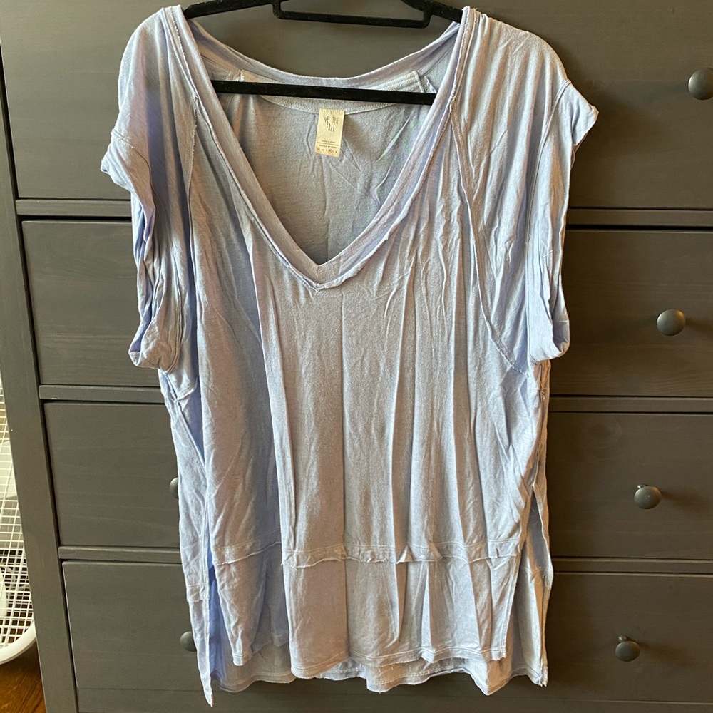 FREE PEOPLE light blue v neck
